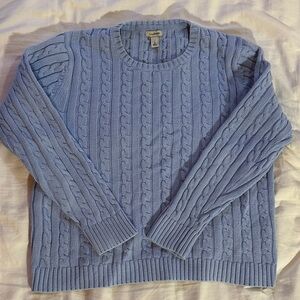 Vintage L.L. Bean Women's Light Blue Cable Knit Sweater